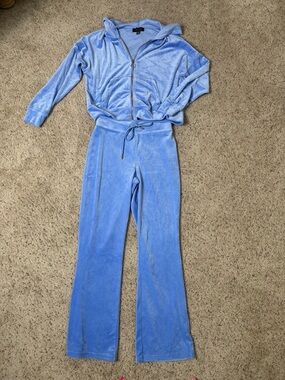 Truth Light Blue Velour Zip Hoodie & pants S